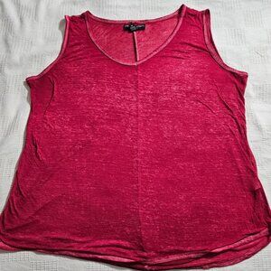 French Laundry Sport Semi-Sheer Burnout Workout Tank Top Tee Shirt in Red XLarge